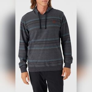 NEW- O'Neill Dark Gray and Light Gray Striped Hoodie, Size XXL